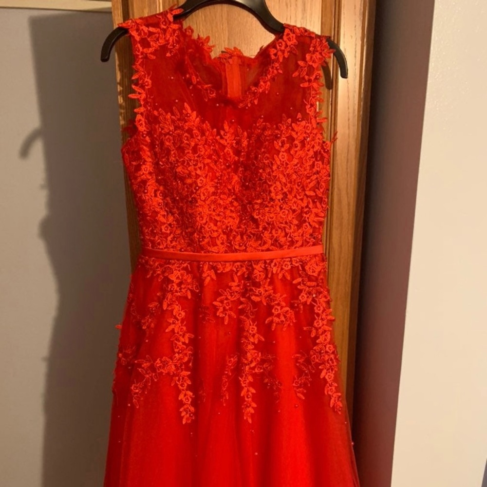Sweet wandered red dress with petticoat